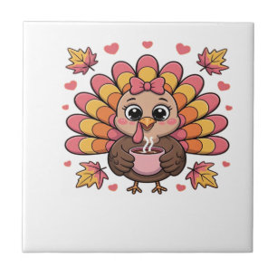 Carreau dinde de thanksgiving kawaii rose T-Shirt Classiqu