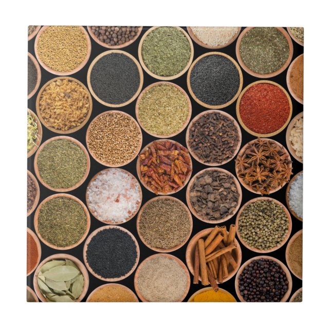 Carreau Diverses épices et ingrédients alimentaires (Devant)