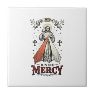 Carreau Divine Mercy Jésus Je me confie en Toi Vintage T-S