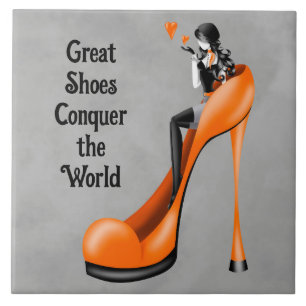 Carreau Divinité de la mode en escarpin orange