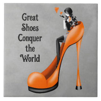 Carreau Divinité de la mode en escarpin orange 
