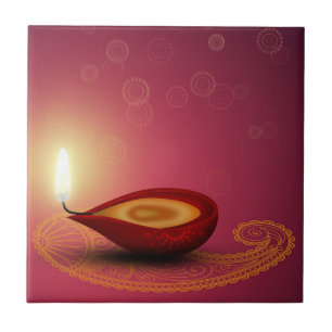 Carreau Diwali Diya, une mosaïque en céramique