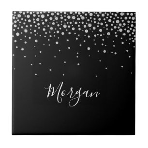 Carreau DIY White Script & White Diamonds, Black