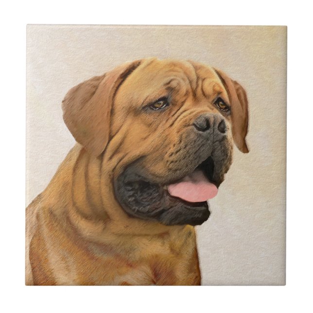 Carreau Dogue de Bordeaux Peinture - Cute Original Chien A (Devant)