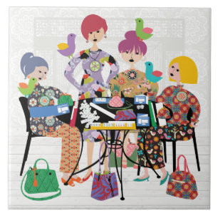 Carreau d'oiseaux Mah Jongg