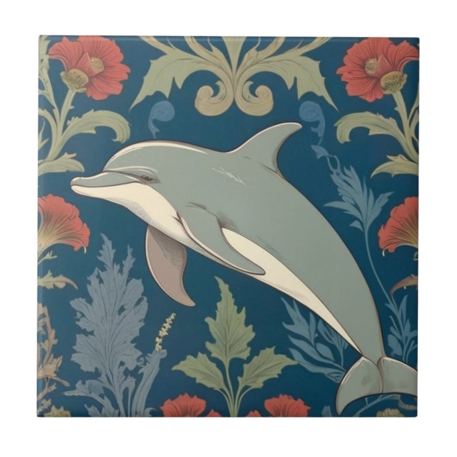 Carreau Dolphin William Morris style floral marine gauche (Devant)