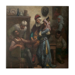 Carreau Don Quichotte et Sancho Panza divertis par Basil