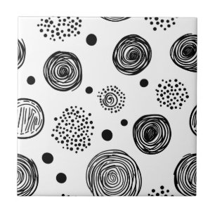 Carreau Doodle Abstrait Dessiné à la Main - Noir et Blanc