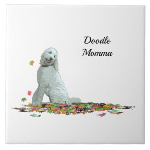 Carreau Doodle Chien En Carrelage Céramique Feuille