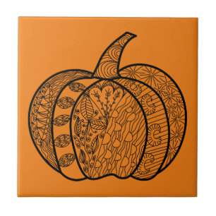 Carreau Doodles d'Halloween boho mandala citrouilles Autom