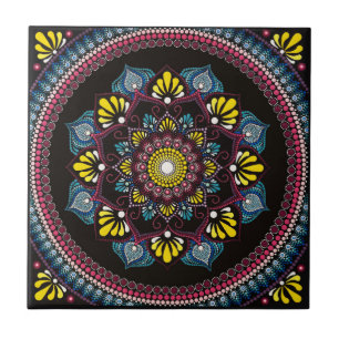 Carreau Dot Art coloré Mandala   Boho de géométrie sacrée