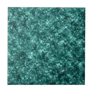 Carreau Dots d'étincelle turquoise glamour Élégant et chic