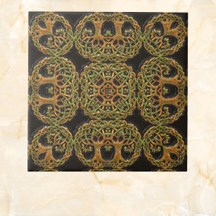 Carreau Double arbre de vie Faux sur Motif noir