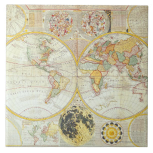 Carreau Double carte du monde d'hémisphère