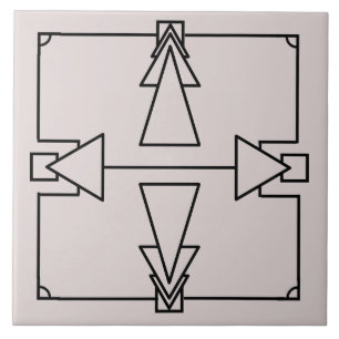 Carreau Double flèche Art déco sur carrelage noir et argen