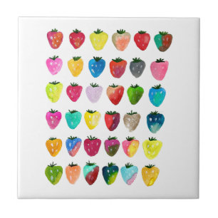 Carreau Douceur fraise mignonne aquarelle de fruit mignon