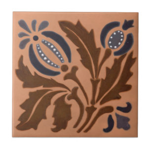 Carreau Doulton Lambeth Barbotine Art Nouveau Floral Repro