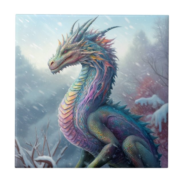 Carreau Dragon Arc En Ciel Dans L'Art De L'Imaginaire De N (Devant)