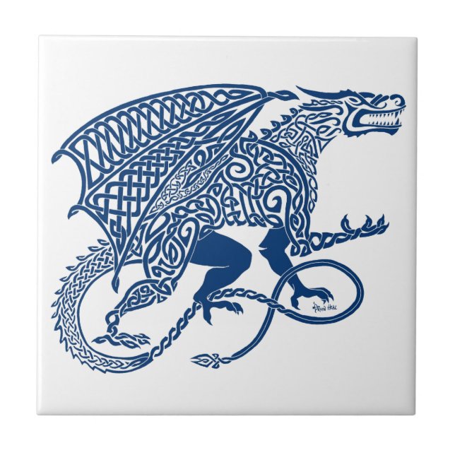 Carreau Dragon de bleu de Knotwork (Devant)