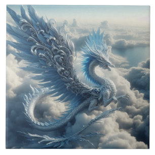 Carreau Dragon magnifique entouré de nuages