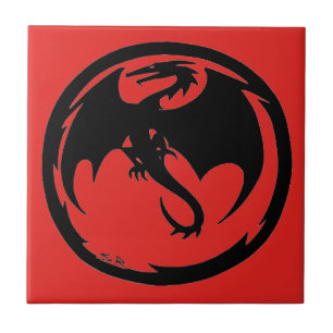 Carreau Dragon noir petite tuile rouge