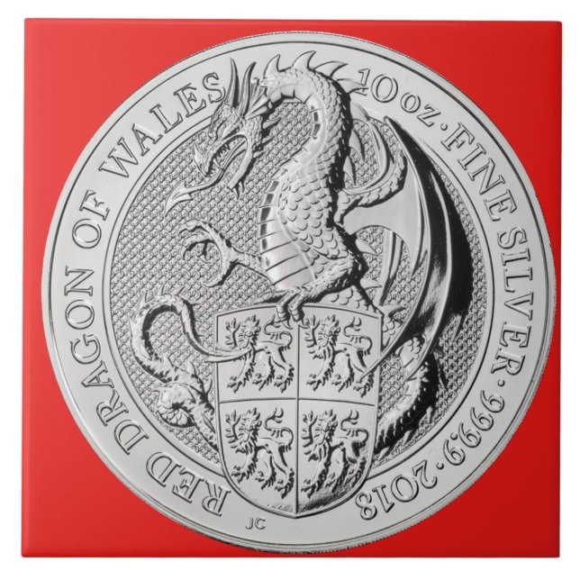 CARREAU DRAGON ROUGE DE PIÈCE DE MONNAIE DU PAYS DE GALLES (Devant)