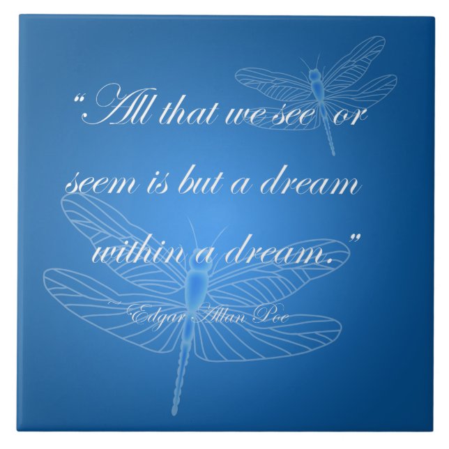 Carreau Dragonflies Dream Dragonfly Quote 20" (Devant)