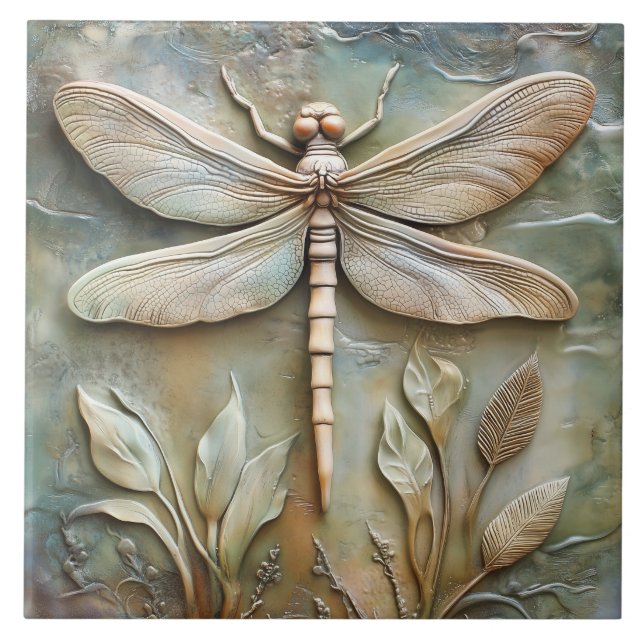 Carreau Dragonfly and Foliing Faux Relief (Devant)