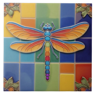 Carreau Dragonfly Chakra - Arc-en-ciel coloré multicolore