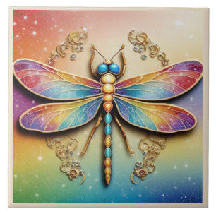 Carreau Dragonfly colorée - Gold & Rainbow multicolore