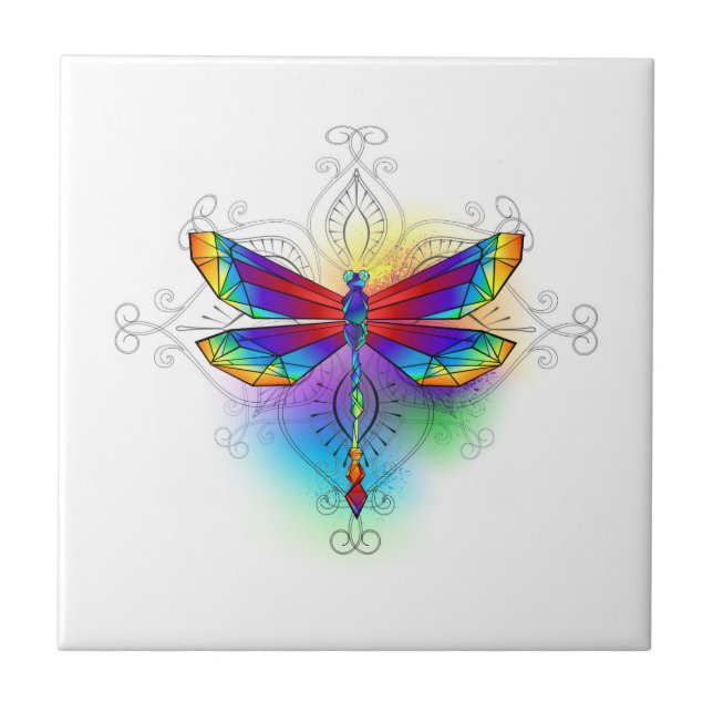 Carreau Dragonfly en arc-en-ciel (Devant)