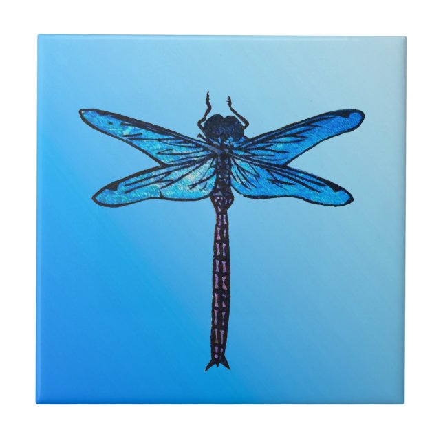 Carreau Dragonfly japonaise vintage, bleu saphir (Devant)