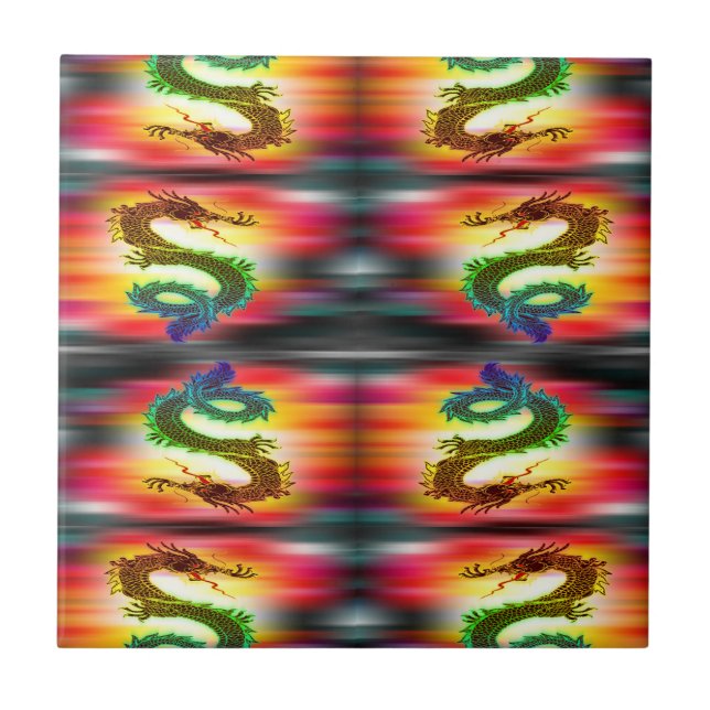 Carreau Dragons arc-en-ciel (Devant)