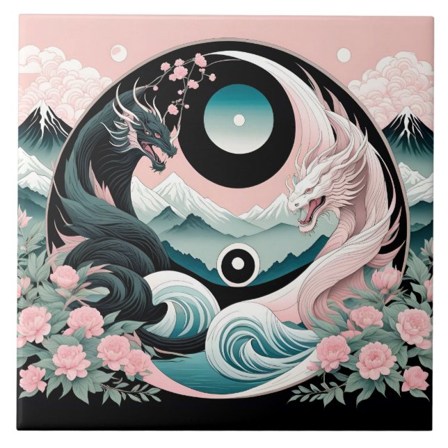 Carreau Dragons Floral Mountain Rose Sage Turquoise (Devant)