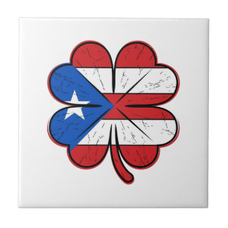 Carreau Drapeau à trèfle de Porto Rico Gravure vintage vec