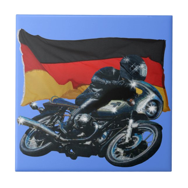 Carreau Drapeau allemand & moto Rider (Devant)