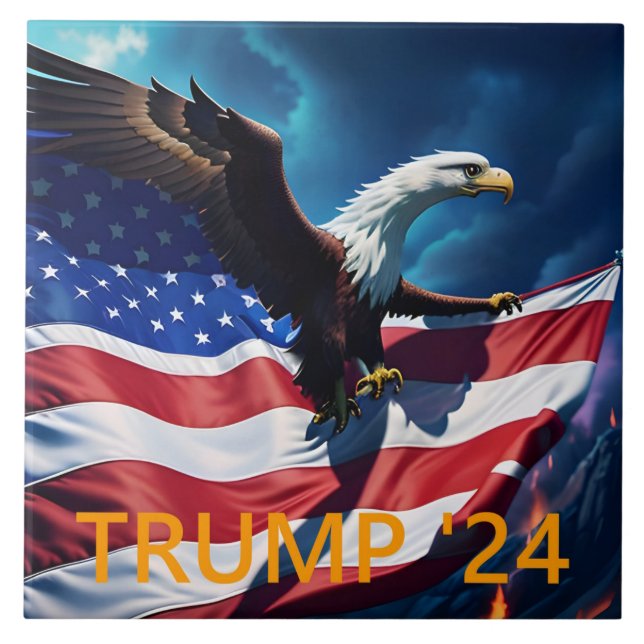 Carreau Drapeau américain Aigle TRUMP 2024 (Devant)