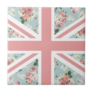 Carreau Drapeau anglais d'Union Jack de roses