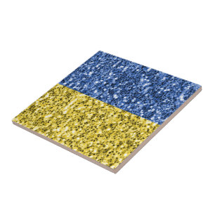 Carreau Drapeau bleu jaune Ukraine parties scintillant fau