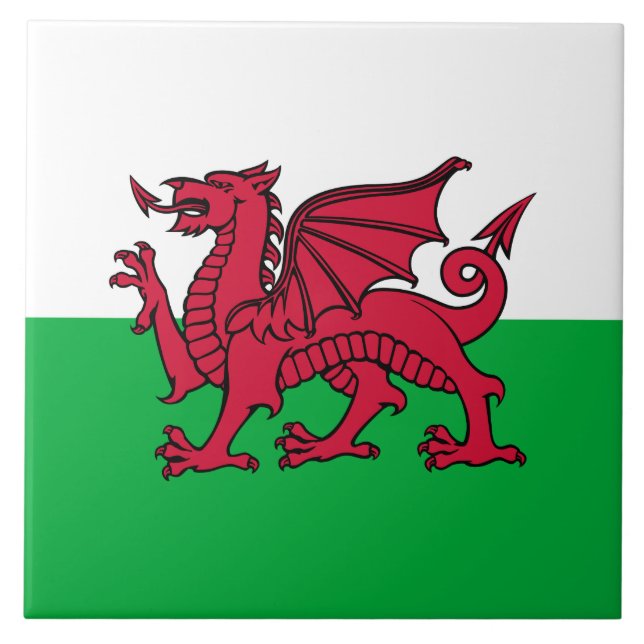 Carreau Drapeau celtique du Dragon rouge du Pays de Galles (Devant)