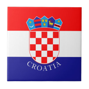 Carreau Drapeau Croatie avec tuile en céramique texte pers