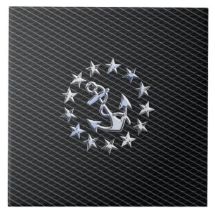 Carreau Drapeau de la marine de yacht d'argent sur Grille 
