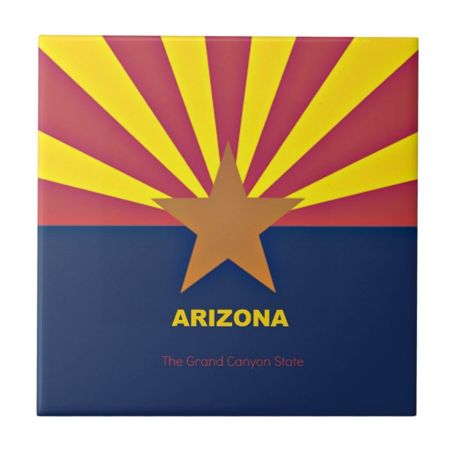 Carreau Drapeau de l'Arizona avec slogan  (Devant)