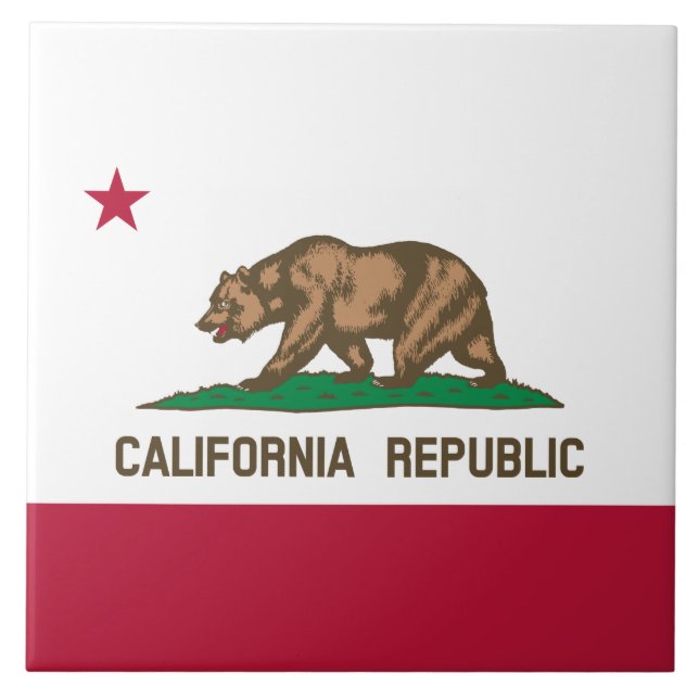 Carreau Drapeau de l'ours de Californie : État de Cali Gol (Devant)