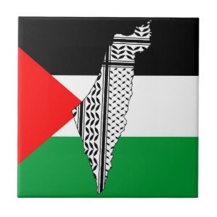 Carreau Drapeau de Palestine et carte avec Keffiyeh Motif