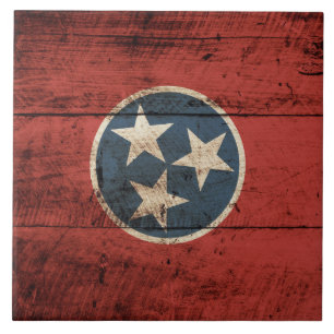 Carreau Drapeau d'état du Tennessee sur le vieux grain en