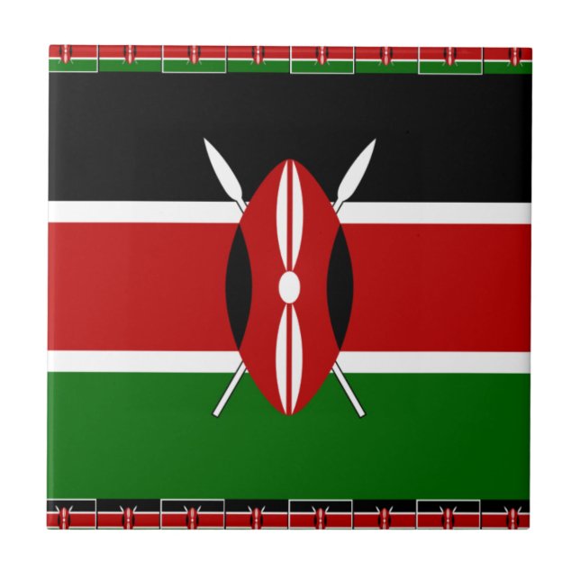 Carreau Drapeau du Kenya : avec cadre de drapeau miniature (Devant)