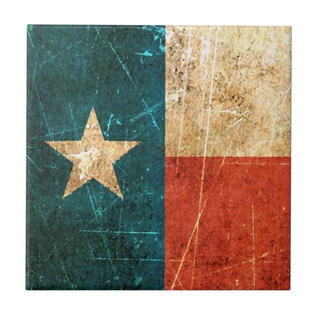 Carreau Drapeau éraillé et porté du Texas (Devant)