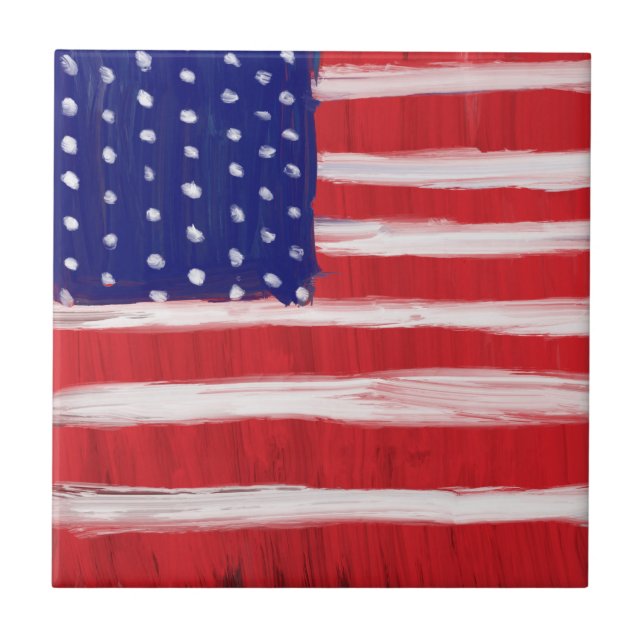 Carreau Drapeau peint d'art populaire (Devant)