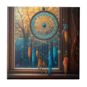Carreau Dreamcatcher dans une fenêtre Feuilles d'automne